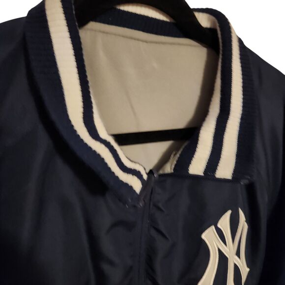 JH Design Reversible Jacket MLB New York Yankees Navy/Gray Polyester Mens 2XL - Picture 3 of 10